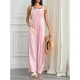thumbnail image 5 of Gupgi Jumpers for Women Casual Jumpsuit Solid Button Suspender Jumpsuits Wide Pocket Leg Pant Jumpsuit, 5 of 9