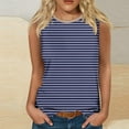 thumbnail image 2 of Women's Summer Sleeveless Crew Neck Striped Tank Tops Casual Basic T Shirts Blouse Workout Gym Tanks Soft Comfy Vest, 2 of 4