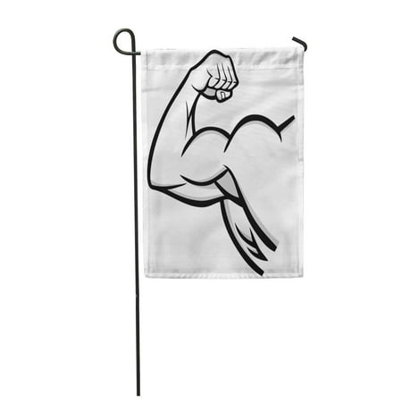 LADDKE Muscle Strong Arm Cartoon Bicep Build Gym Muscular Strength Garden Flag Decorative Flag House Banner 12x18