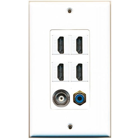 RiteAV - 4 Port HDMI 1 RCA Blue 1 BNC Wall Plate Decorative