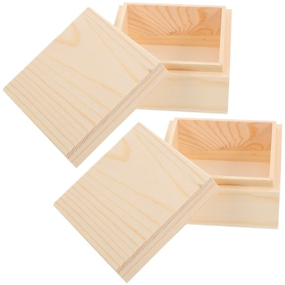 Worgeous 2pcs Blank Wooden Box for Crafts Small Wooden Box Unfinished for Craft