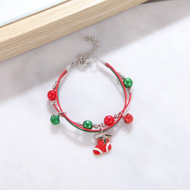 Pulsera de campana de alce navideño europeo y americano con dibujos animados que gotean aceite ajustable pulsera de caramelos de Papá Noel cadena femenina