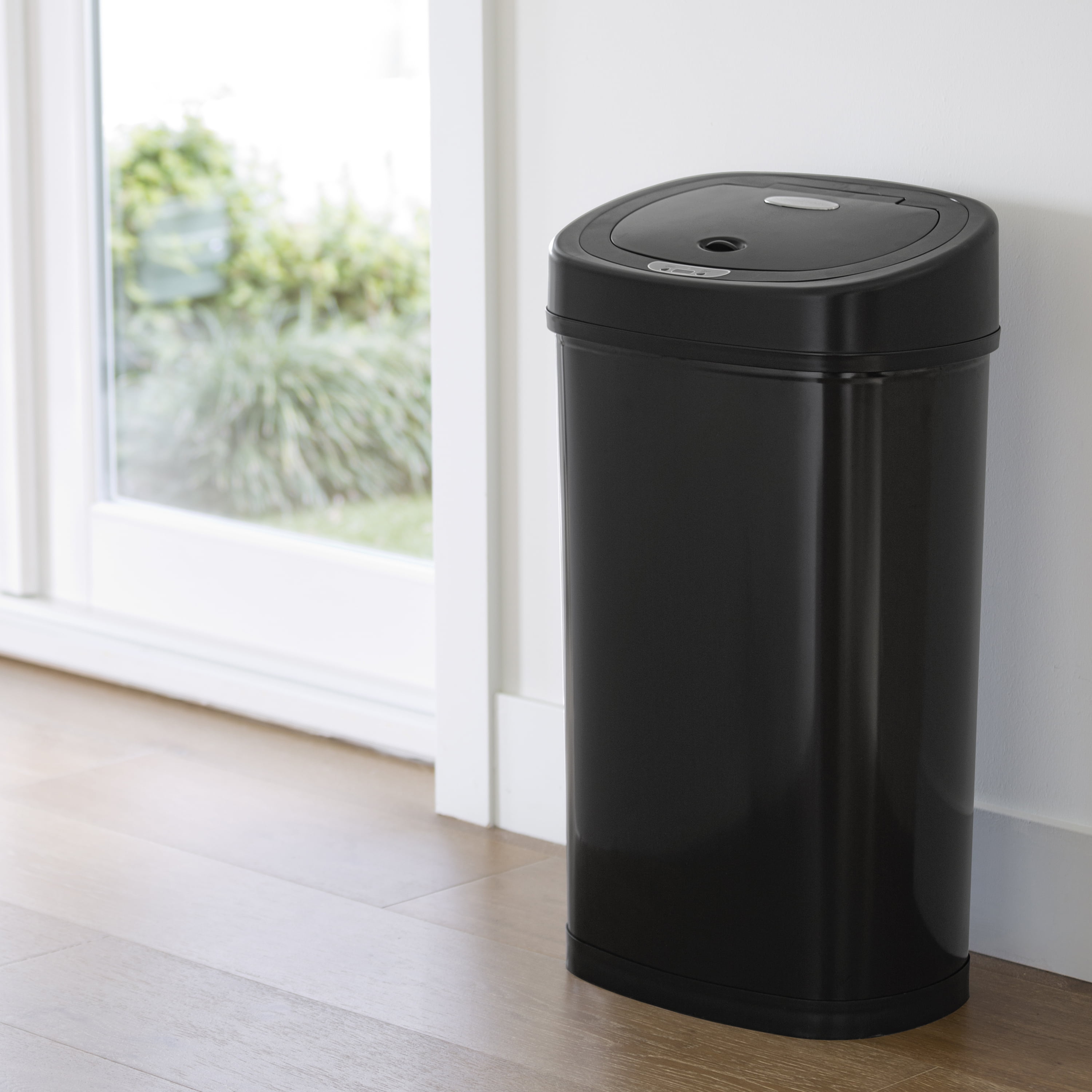 Nine Stars Automatic Kitchen Trash Can, 13 Gallon Stainless Steel Motion Sensor Garbage Bin with Soft Close Lid, Silver
