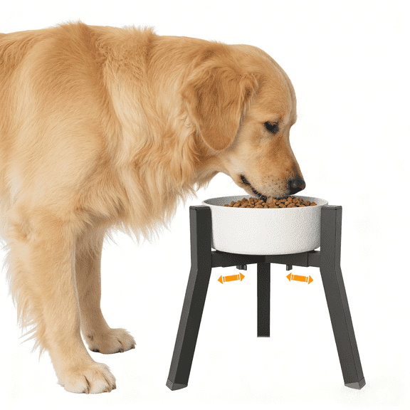 Adjustable Raised Dog Bowl Stand for Large Dogs, Single Raised Feeder Station (Bowl Not Included)