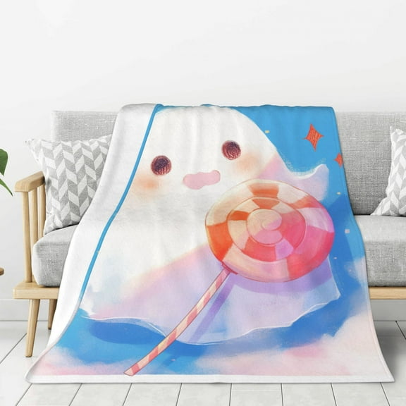Lightweight Plush Fuzzy Cozy Soft Blankets Cute Ghost Lollipop Warm Plush Fluffy For Blanket Teen Girls Women Couch Bed Sofa Chair Men Boys Gift 40"X30"
