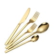 thumbnail image 1 of 5 / de cubiertos de vajilla de material acero inoxidable brillante para primera , portátil, elegante, cuchillo de comedor, , tenedor, Oro, 1 of 9