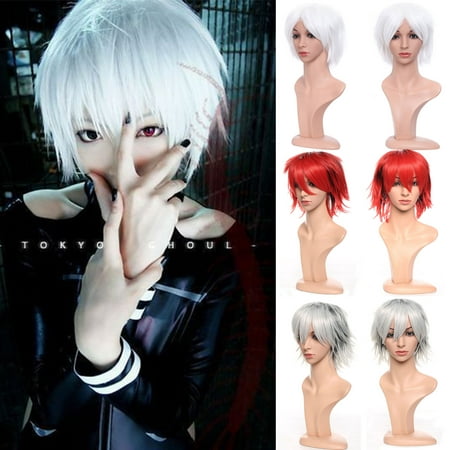 S-noilite Short Cosplay Wig Women Men Fluffy Straight Anime Comic Hairstyle Party Costume Dress Synthetic Hair Pixie Wigs Dark blue,12