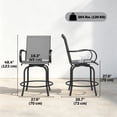 thumbnail image 3 of Outsunny Outdoor Bar Stools 2 Pack w/ Armrests, Bar Height Chairs, Grey, 3 of 10