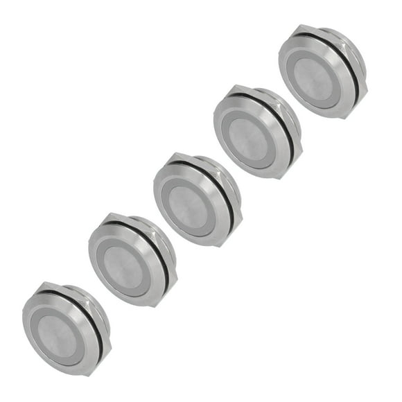 Wchiuoe Industrial Control Component,Short Touch Push Button,5Pcs Momentary Push Button Switch Metal Auto Reset Ultra Thin Waterproof with LED 25mm