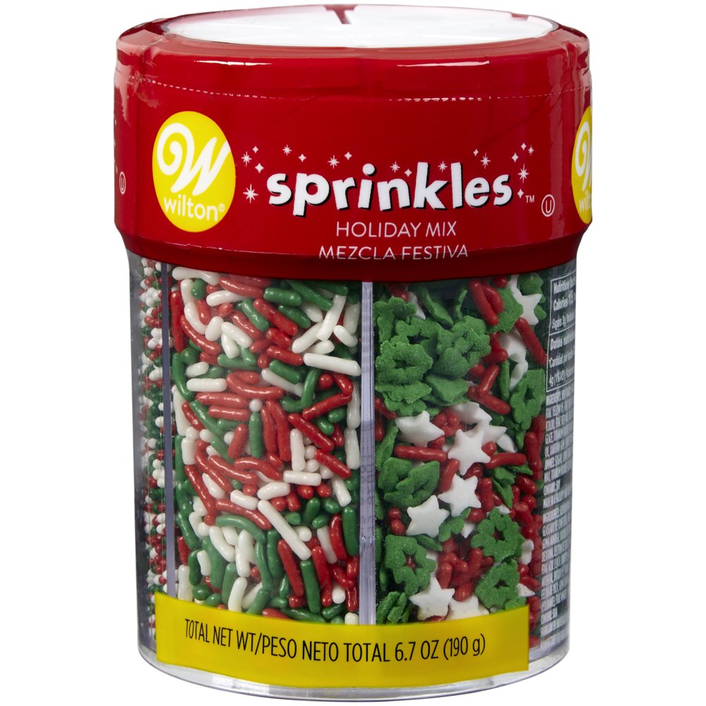 Wilton Red, Green and White Holiday Sprinkles Assortment, 6.8 oz