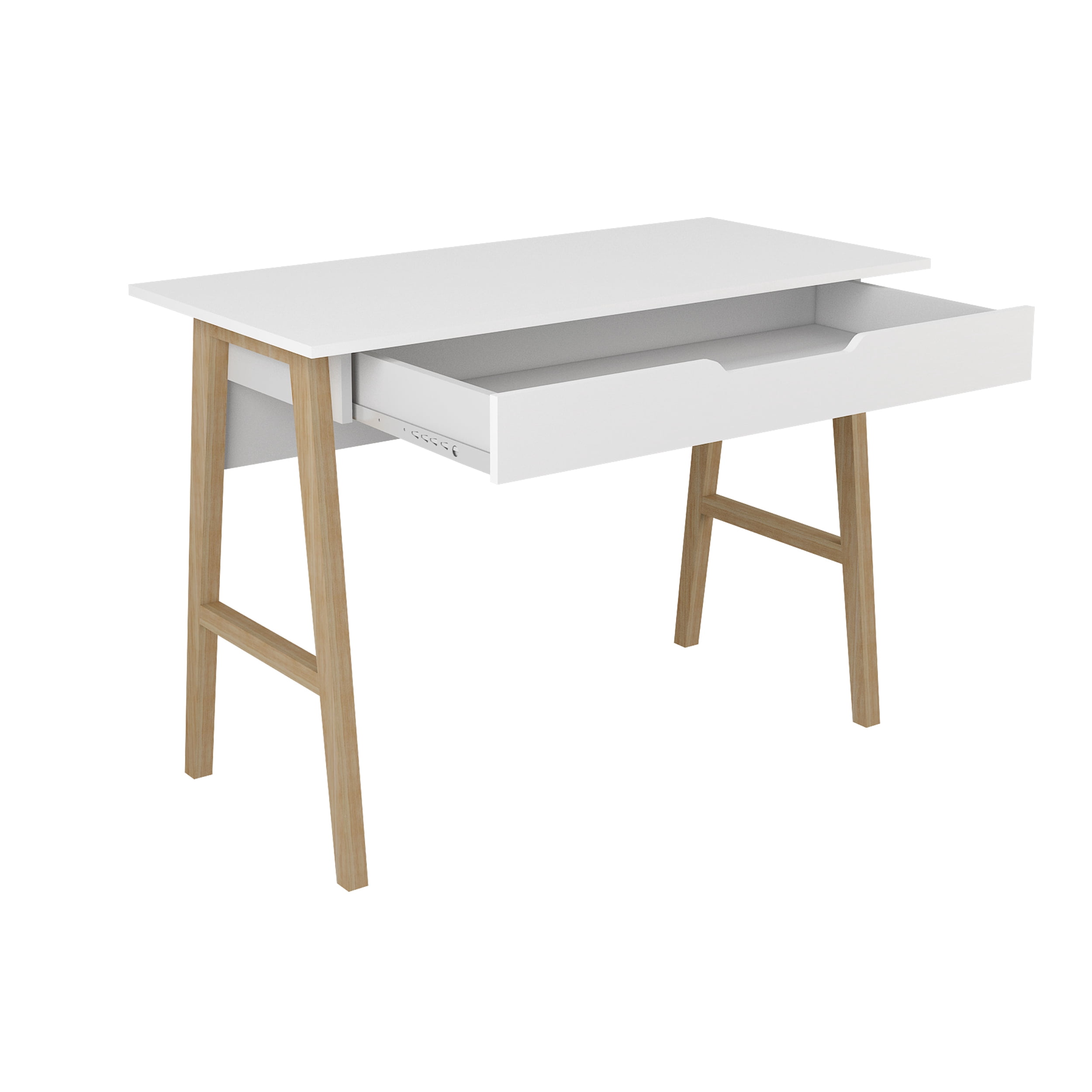 Modern Designs by Crafts and Comfort Parma 42 Inch Home Office Desk Small Computer Desk with Wide Drawer - Great for use as Workstation and Writing for Students in Bedroom or Dormroom - White