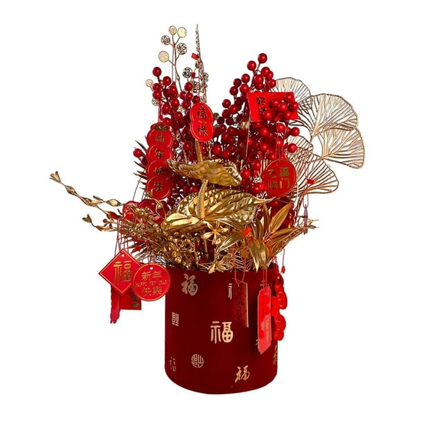 Maceta de flores con caracteres chinos de buenos deseos para escritorio, para sala de estar, dormitorio, interior Estilo D