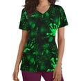 thumbnail image 2 of Alkepwun Scrub Tops Women Halloween Scrubs Spooky Print Nurse Uniforms Gifts Stretchy V Neck Blouse Short Sleeve T Shirts with Pockets, 2 of 5