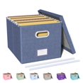 thumbnail image 1 of Caja organizadora de archivos Oterri con tapa para cartas o documentos legales, color azul, 1 of 7