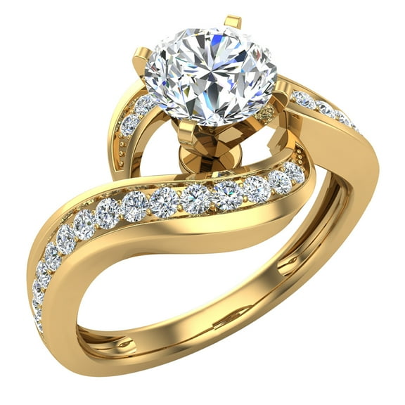 Intertwined Diamond Engagement Ring Solitaire Loop 14k Gold 1.00 CT (G,SI)