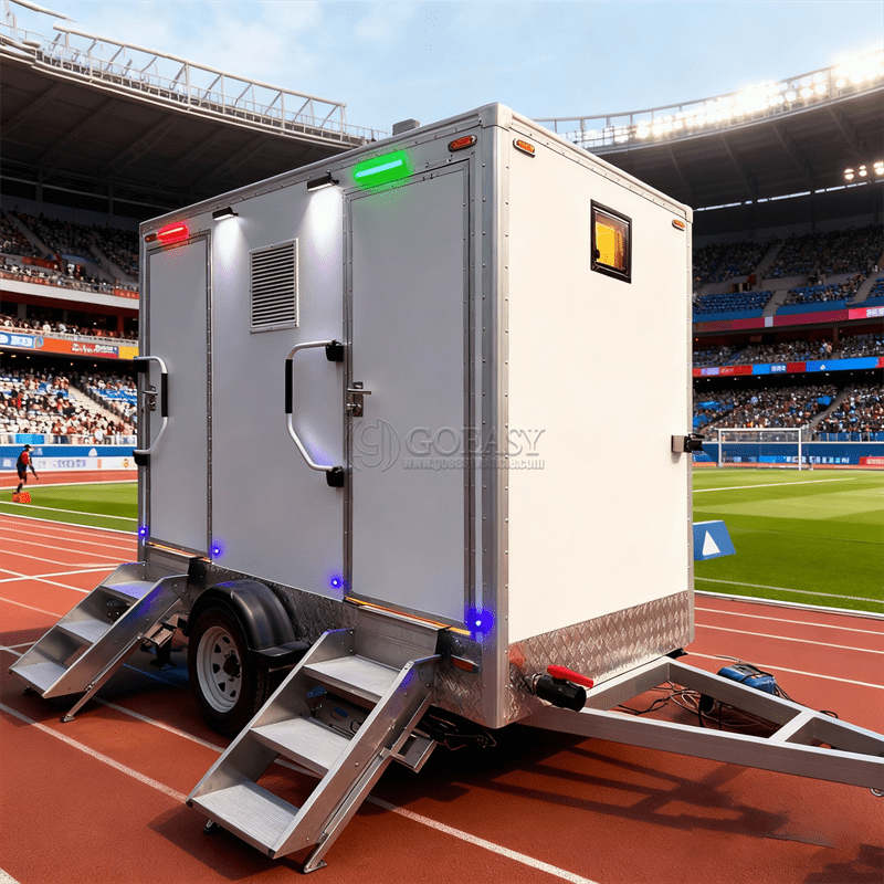 Goeay Mobile Shower and Restroom Trailer with Hot Water and Privacy Stalls for Outdoor Activities