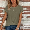 thumbnail image 6 of Sexlip Women's Striped Short Sleeve Loose Top Soft Fabric Comfortable Design Daily Casual Wear Green S, 6 of 6