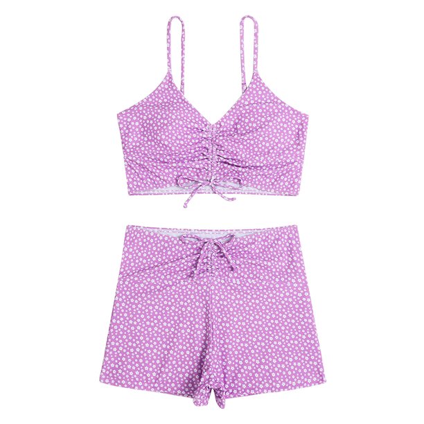 Traje de baño con pliegues de ángulo plano conservador para mujer informal con estilo Bikini cómodo hueco con estampado OAVQHLG3B Store lin121212