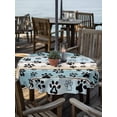 thumbnail image 2 of Outdoor Tablecloth with Umbrella Hole Zipper Blue Beige Paw Print Round Tablecloth 60" Waterproof Outside Table Cloth Vintage Farmhouse Country Wood Grain Patio Table Cover Tablecloths for Picnic, 2 of 8