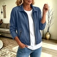 thumbnail image 2 of Womens Jeans Jacket Solid Color Lapel Zipper Denim Casual Outerwear Jacket for Spring and Fall, 2 of 5