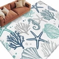 thumbnail image 2 of 5'x8' Area Rugs, Blue Teal Coastal Indoor Outdoor Area Rug for Living Room Bedroom, Summer Beach Starfish Coral Nautical Washable Bathroom Rugs Kitchen Floor Carpet Mats Home Decor Aesthetic, 2 of 8