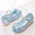 thumbnail image 5 of Quealent Girls Sandals Clear Sparkle Jelly Dress Shoes with Bow Mary Jane Flats Blue for Size 13, 5 of 7