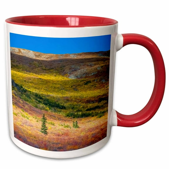 3drose, Alaska, Denali National Park. Autumn Landscape., 11oz Two-tone Red Mug
