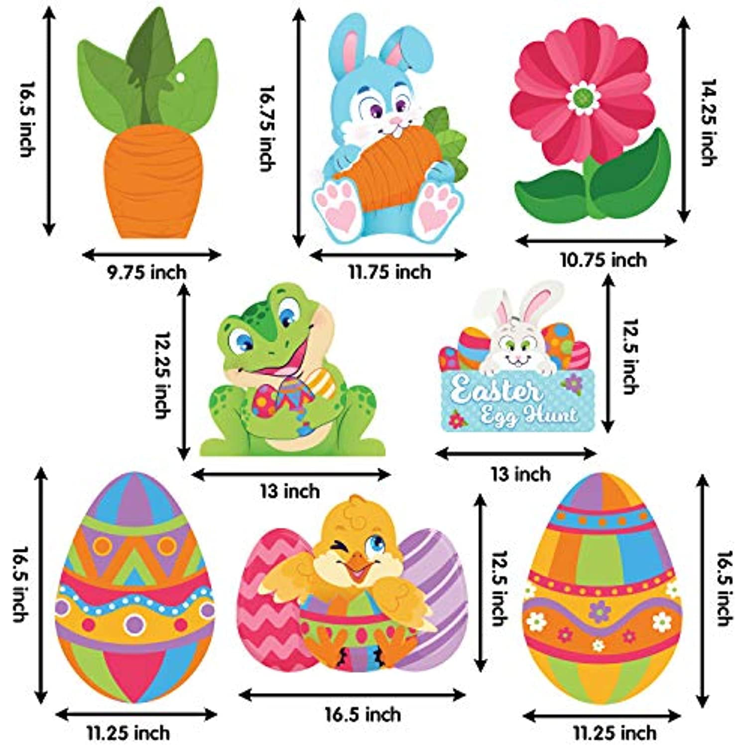 8 Pieces Easter Yard Signs Decorations Outdoor Bunny Chick and Eggs Yard Stake Signs Easter Lawn Yard Decorations for Easter Hunt Game,