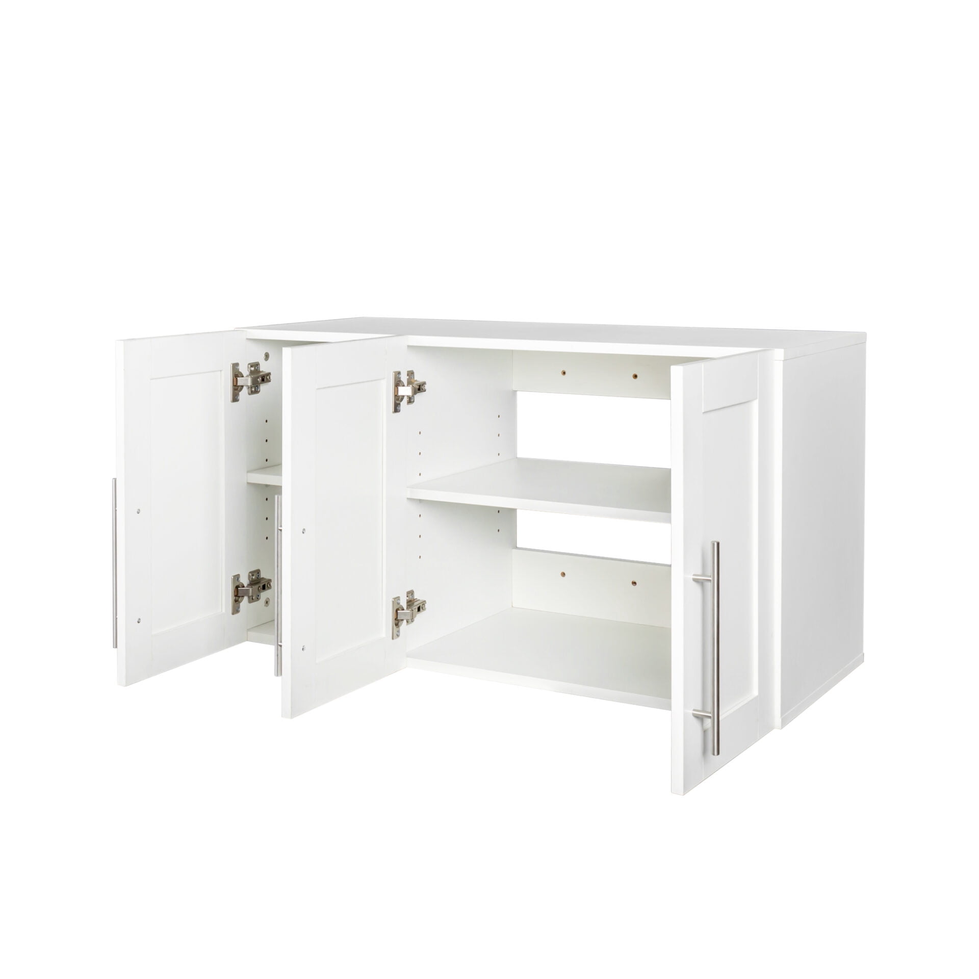 Wall Mounted Storage Cabinet, Kitchen Bathroom Wall Cabinet with Adjustable Shelves, Upper Stackable Storage Cabinet with 3 Doors, 15.75 "D x 35.43" W x 19.69 "H, White