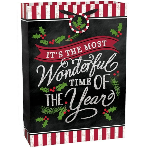 Christmas Most Wonderful Time Extra Large Vertical Christmas Gift Bag