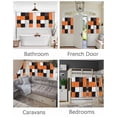 thumbnail image 3 of Orange Black Patchwork Short Blackout Curtains 30 Inch Long Abstract Geometric Art Rod Pocket Kitchen Curtains, 2 Panels Thermal Insulated Room Darkening Drapes for Bedroom, 42"W x 30"L, 3 of 5