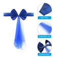 thumbnail image 4 of Uxcell Stretch Satin Chair Sashes Bows Chair Bands Decoration Mesh Yarn Floating Tied Dark Blue 12, 4 of 6