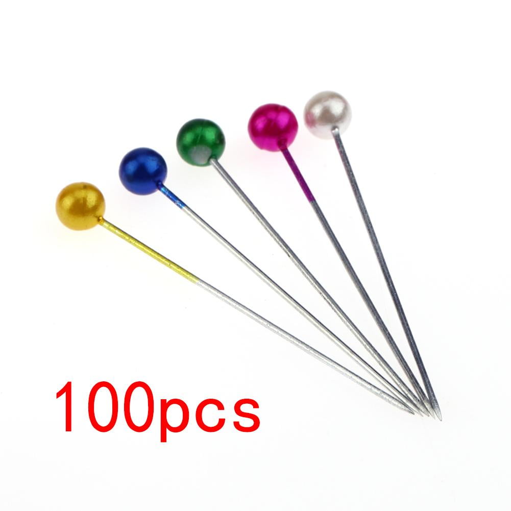 Zewfffr 100pcs 1.57in Round Pearl Straight Head Pins Stainless Steel