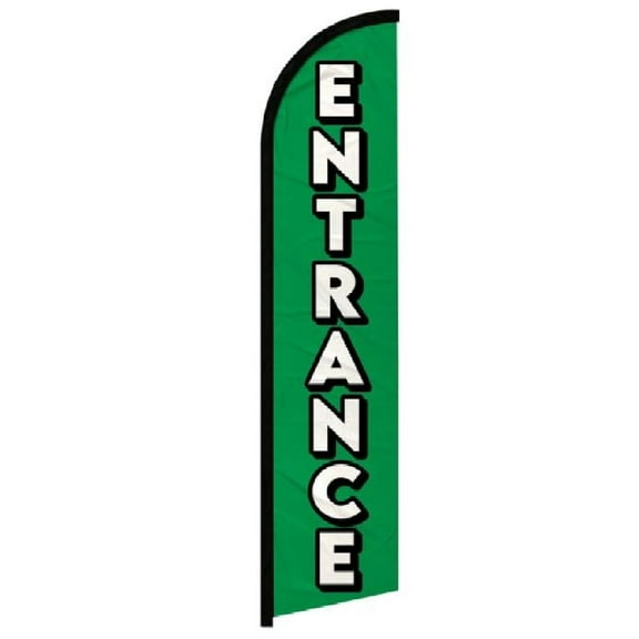 OnPoint Wares| Entrance (Green) Windless Banner Flag | Advertising Flag/Business Flags | 11.5ft x 2.5ft