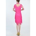 thumbnail image 2 of Vintage Fringe Flapper Halloween Era Themed Event Outfit 1920 Dress Pink, 2 of 9