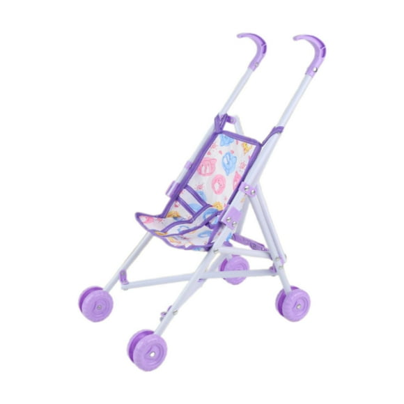 Xuanheng Baby Doll s Push Pram Pretend Play Dollhouse Decoration Push Cart Toy violet