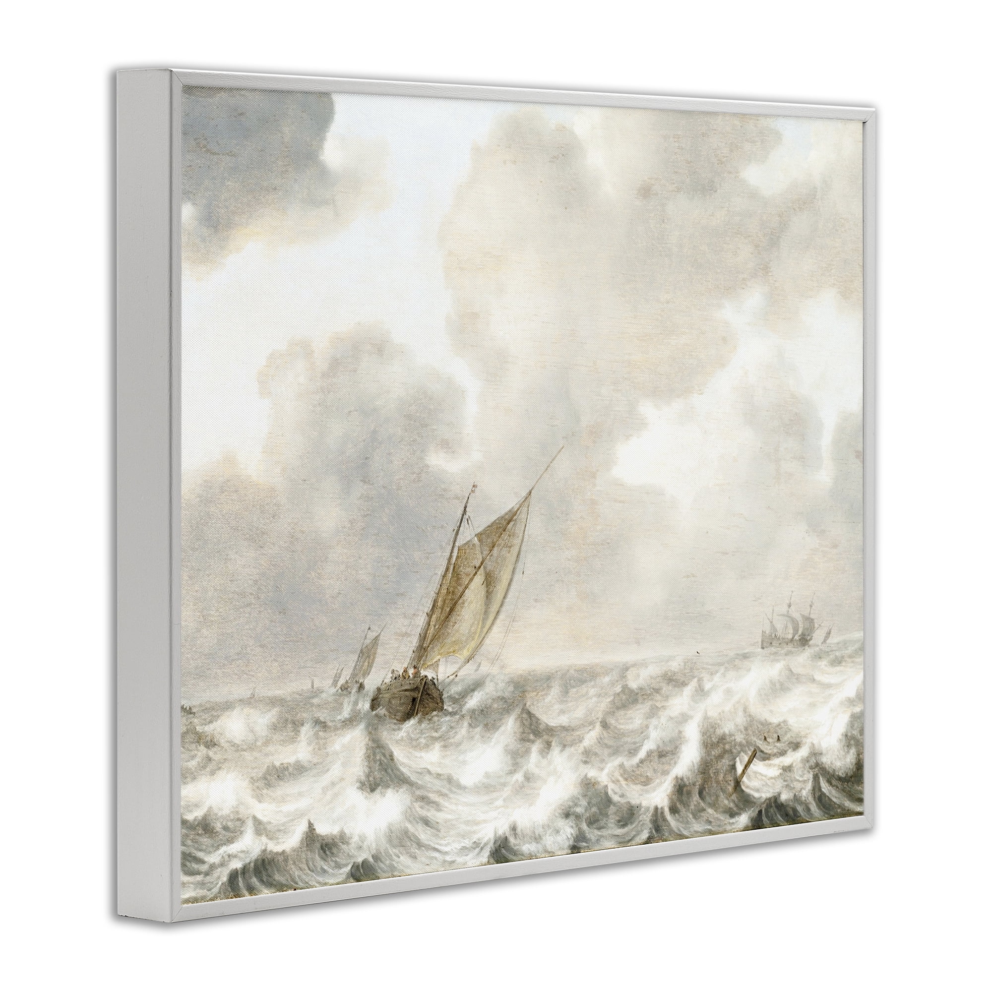Stupell Industries Vintage Stormy Seas White Framed Giclee Art, design by Leah Straatsma