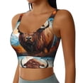 thumbnail image 2 of Goofa Oil Painting Style Iceberg Yak Printed Sports Bras for Women, High Impact Running Bra Workout Crop Tank Tops Longline Sports Bra Push up-Large, 2 of 9