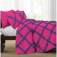 thumbnail image 3 of D.N.G. BEDDINGS 5 Piece Luxury Two Tone Diamond Ruffle Pattern Comforter Set Premium Super Soft, All Season 800 Thread Count, 100% Egyptian Cotton, King/California King Size Hot Pink-Purple Color, 3 of 4