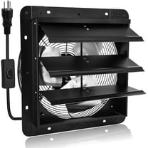 14 Inch Pure Copper Shutter Exhaust Fan, Black Through Wall Ventilation Exhaust Fan with ON/OFF Switch for Gable, Home, Shed, Garage, Basement, Kitchen, Attic Ventilation, 1088CFM, 1450RPM.