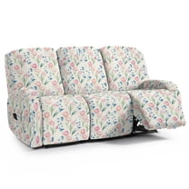 ZIATUBLES 3 Seater Recliner Sofa Covers Set of 8, Reclining Couch Slipcovers Stretch Recliner Covers with Storage Pocket, Soft Fitted Furniture Protector Slipcovers, Tulip Flower
