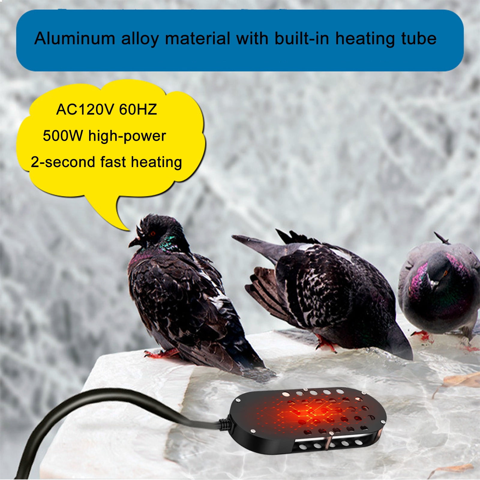 RKZDSR Outdoor Winter Pond Heaters: Thermostatically Controlled Heated Bird Bath Heater to Prevent Water Freezing - Ideal for Livestock Water Troughs