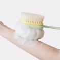 thumbnail image 6 of Long Handle Body Brush 14", Dual Sided Exfoliating Shower Scrubber, Non-Slip Ergonomic Grip & Back Scratcher, Soft Bristles for Skin Gentle Cleansing (Green1), 6 of 6