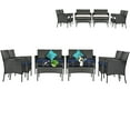 thumbnail image 2 of Costway 8PCS Patio Wicker Furniture Set Coffee Table Cushions w/Off White & Navy Cover, 2 of 9