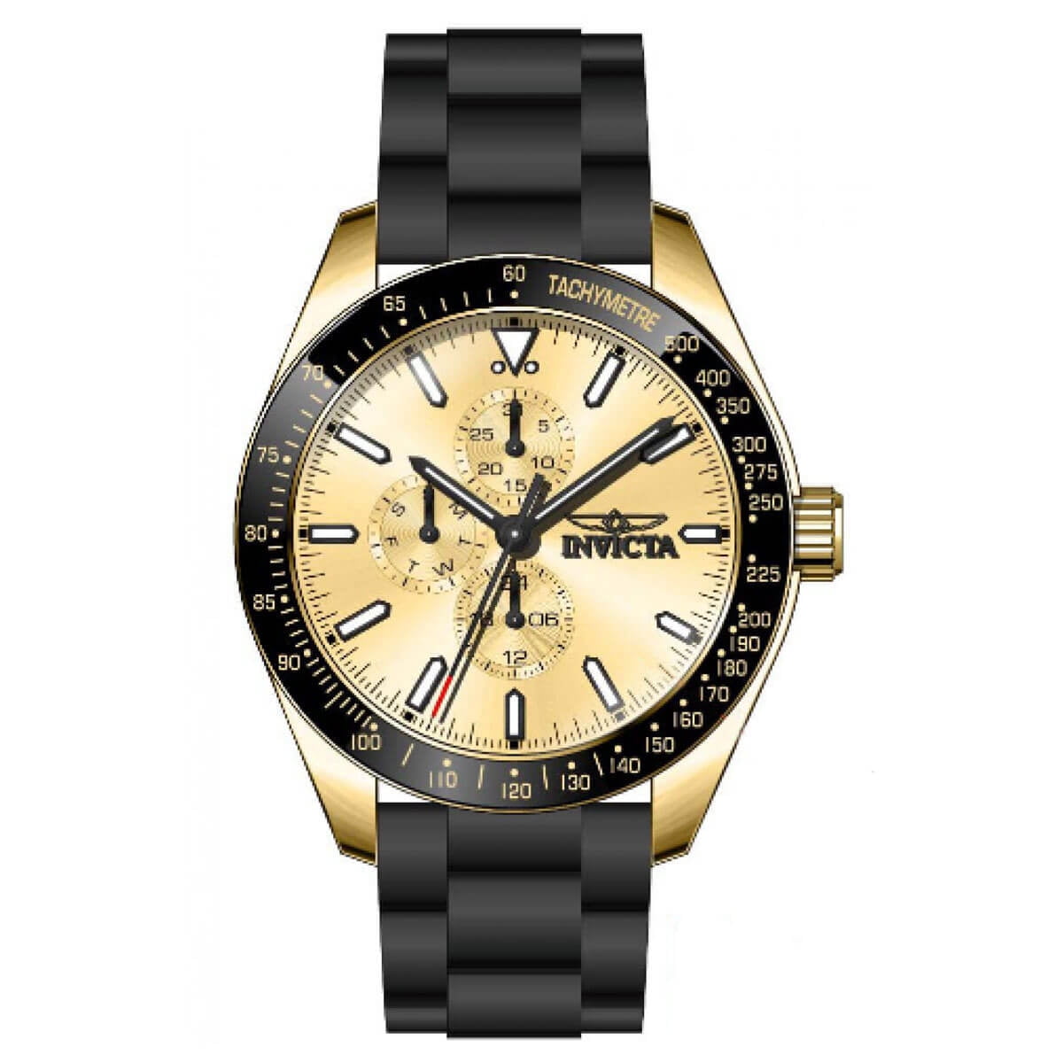 Invicta 38405 Men s Aviator Yellow Gold Case Black Strap Watch Walmart