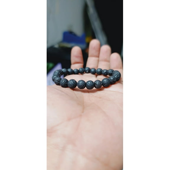 Personalized Protection Bracelet Black Lava Stone Beaded Bracelet 8mm for Men Women Memorial Picture stretchable Bracelet Christmas Gifts.