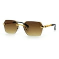thumbnail image 4 of Luxury Rimless Beveled Rectangle Lens Jaguar Metal Figurine Arm Sunglasses Gold Brown - Brown, 4 of 8