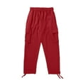 thumbnail image 4 of NIEWTR Men's Cargo Pants Casual Joggers Elastic Waist Drawstring Pants for Men Relaxed Fit with Multi Pockets (Red,3XL), 4 of 7
