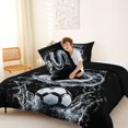 thumbnail image 4 of Castle Fairy Ice Letter S Soccer Watercolor Art Queen Comforter Set 3pcs for Boys,Splash Graphic Bedding Comforter Set for Soccer Lovers,Black Reversible, 4 of 6