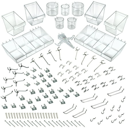 

Azar Displays 900958 120-Piece Large Pegboard Organizer Accessory Kit Hooks Assortment for Tools and Storage System. Hardware Hooks and Bins. Organize Tools Craft Kitchen Garage